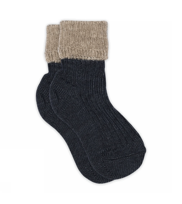 Dark Denim Melange Aries Wool Socks by mp Denmark