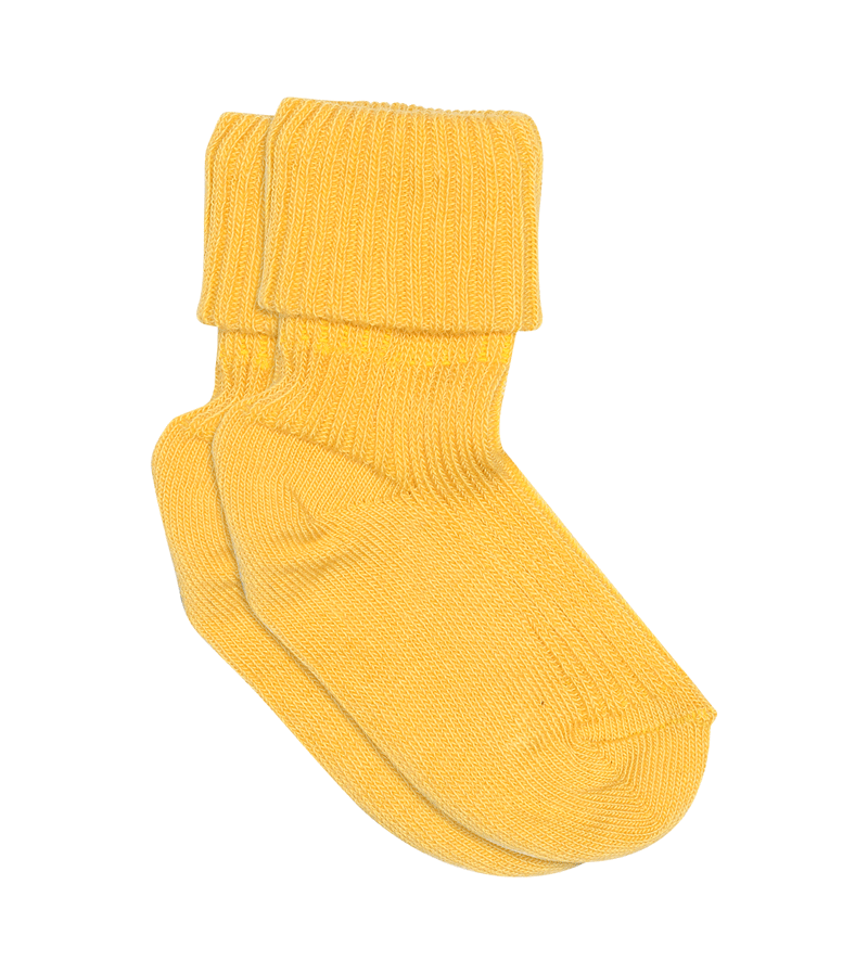 Misted Yellow Cotton Rib Ankle Sock by mp Denmark