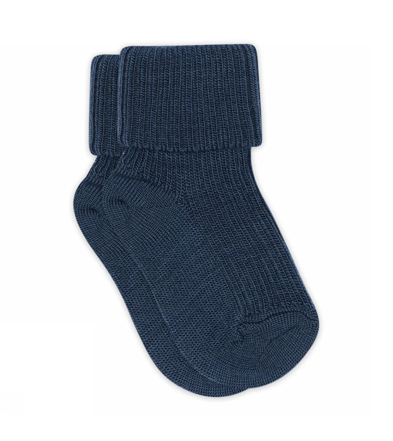 Dark Denim Wool Rib Socks by mp Denmark