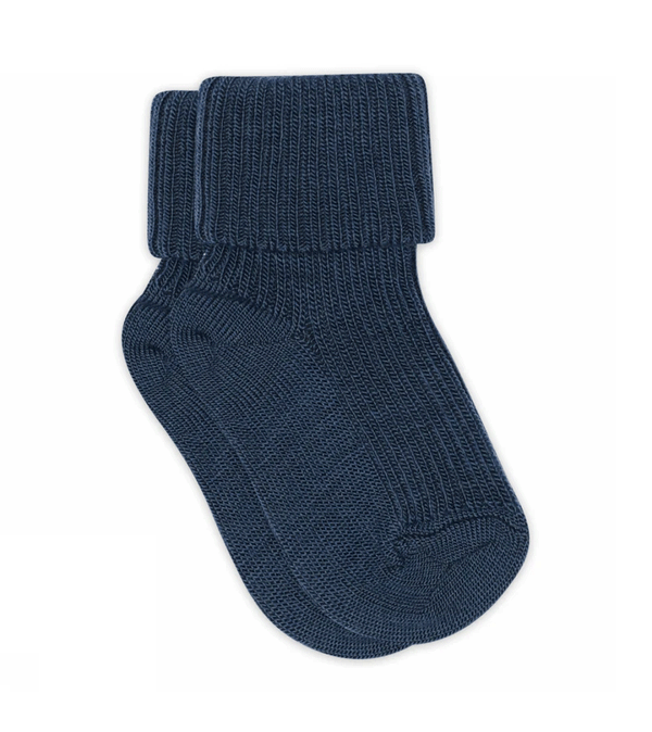 Dark Denim Wool Rib Socks by mp Denmark