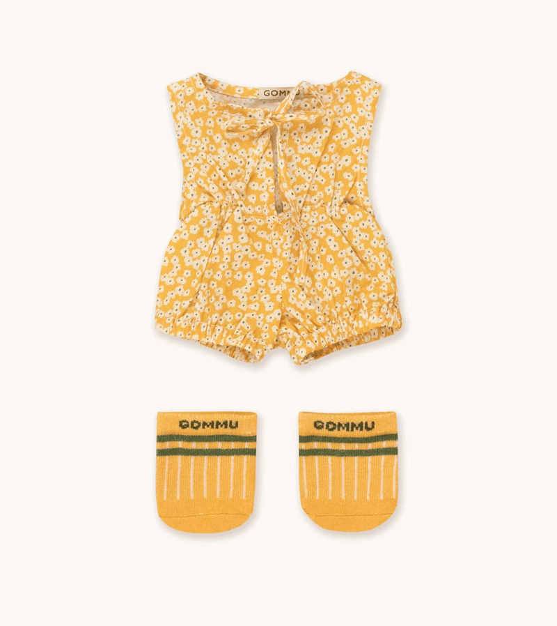 Mustard Flowers Sock and Romper Set by GOMMU