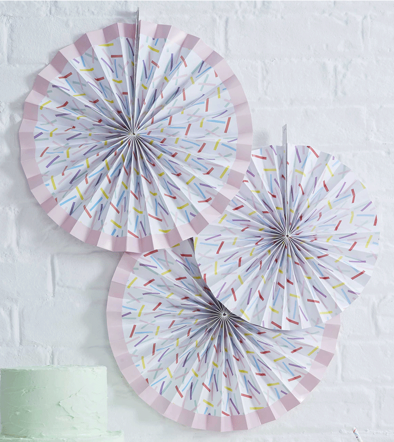 Sprinkles Paper Fan Decorations by Ginger Ray