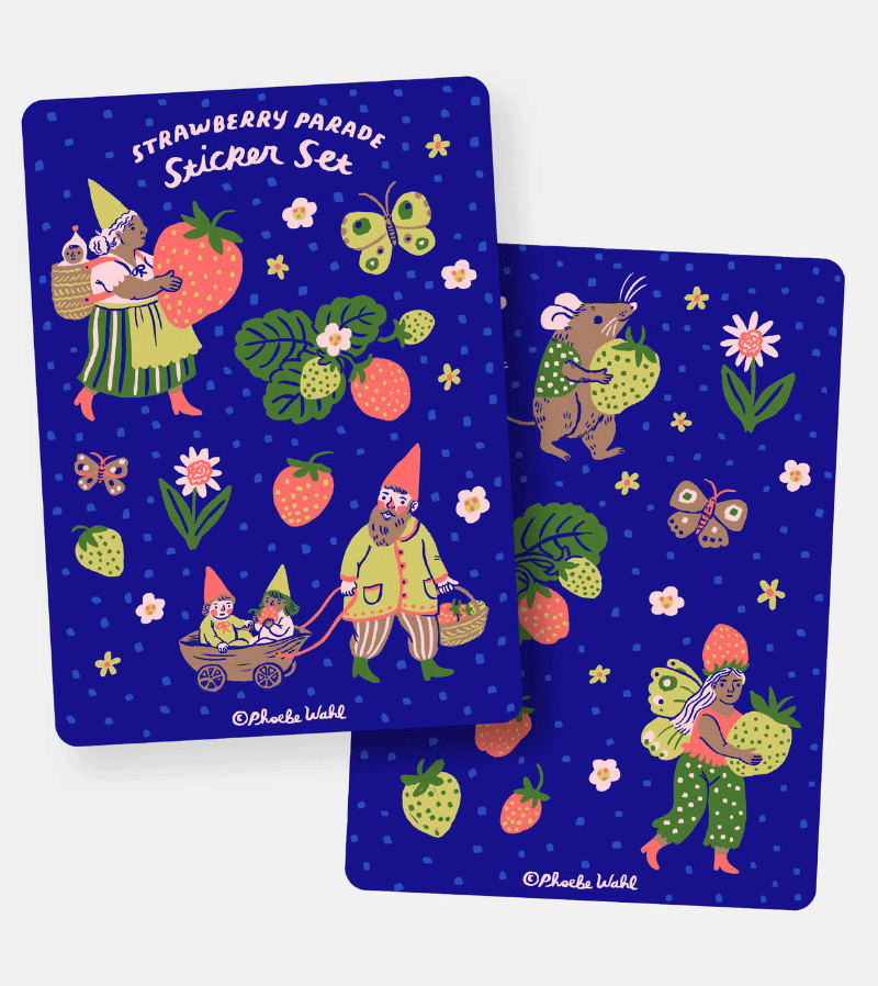 Strawberry Parade Sticker Set by Phoebe Wahl