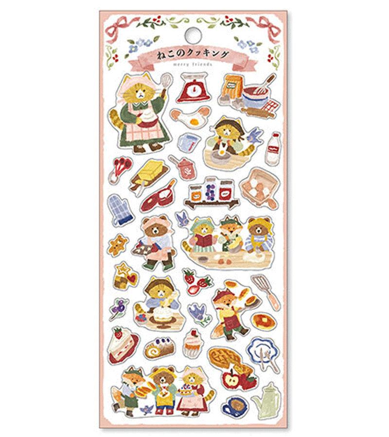 Cat Cooking Merry Friends Stickers