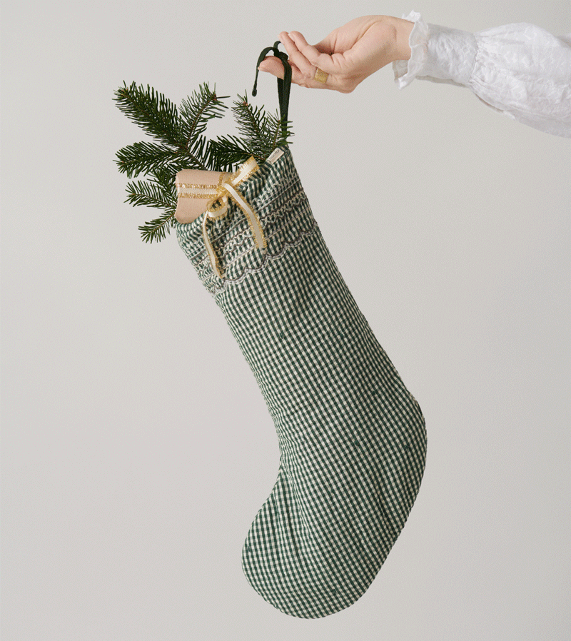 Green Check Christmas Stocking by MarMar Copenhagen