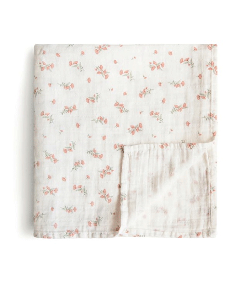 Pink Flowers Organic Swaddle by Mushie