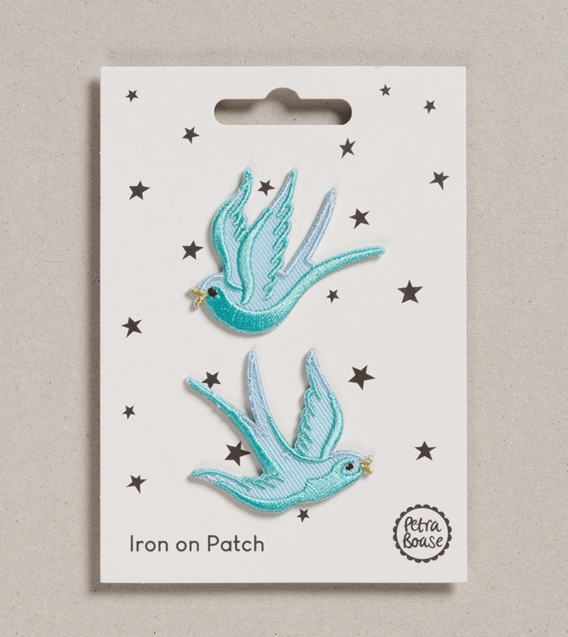 Set of Blue Swallows Patches by Petra Boas