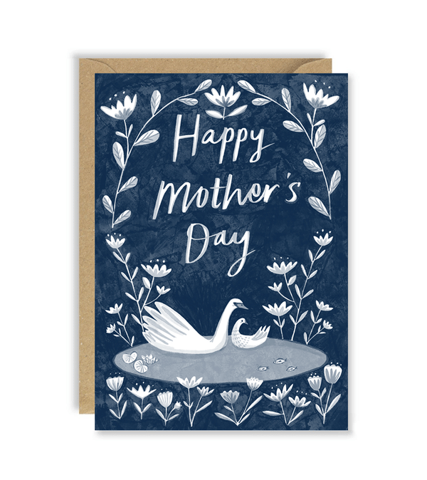 Mother’s Day Delft Swans Card by Joy Nevada