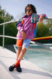Rugby Red and Badminton Blue Swim Shorts by Sticky Lemon