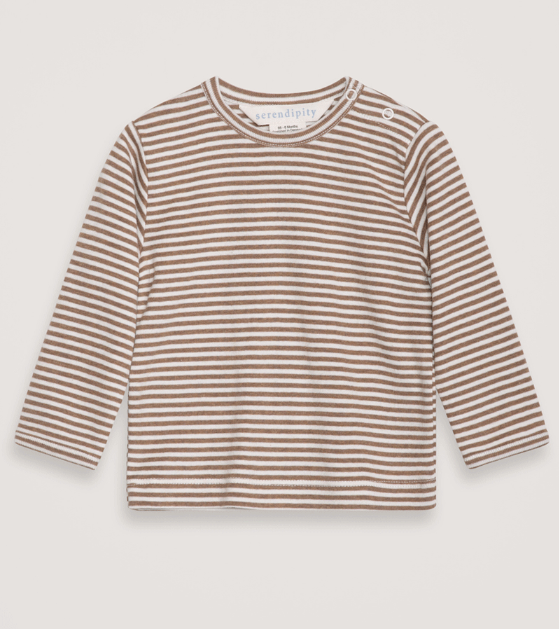 Almond and Ecru Longsleeved Striped Tee by Serendipity