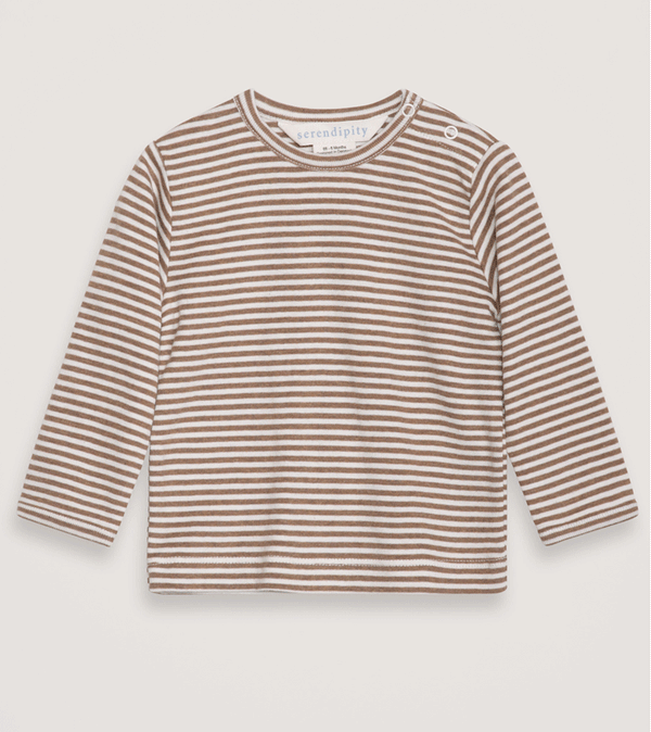 Almond and Ecru Longsleeved Striped Tee by Serendipity