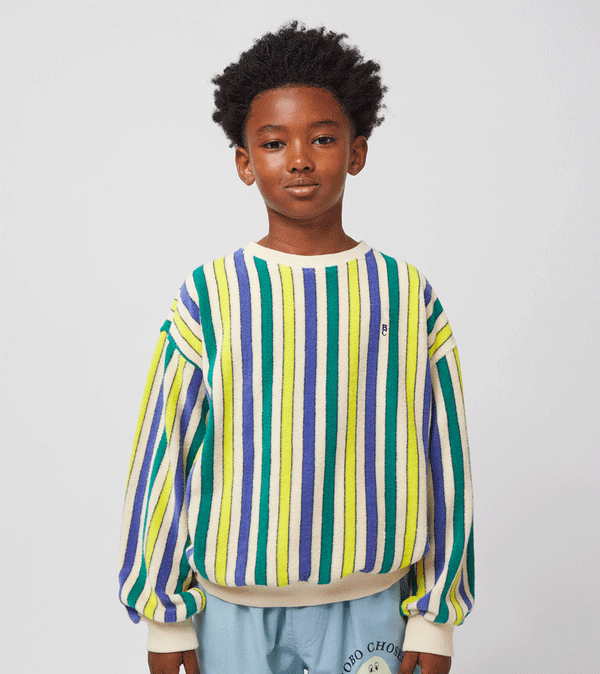 Multicolor Stripes Terry Cloth Sweatshirt by Bobo Choses