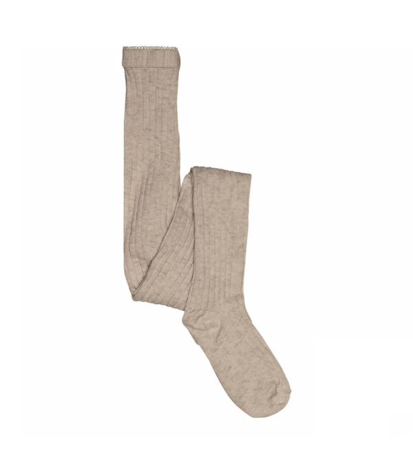 Light Brown Melange Wool Rib Tights by mp Denmark