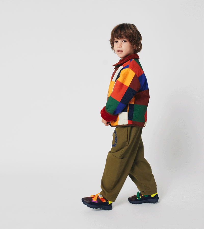 Multicolor Tiles Reversible Sheepskin Jacket by Bobo Choses