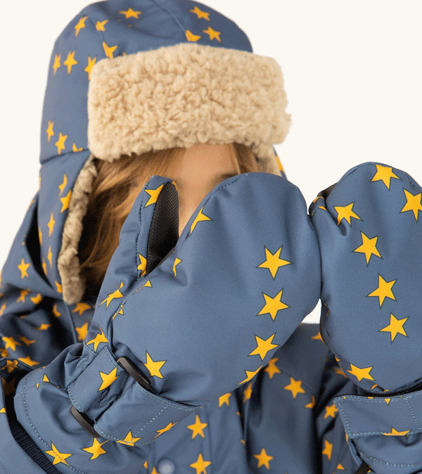 Navy Tiny Stars Mittens by Tinycottons