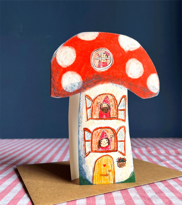 Cutout Toadstool Dream Home Card by Laura Skilbeck