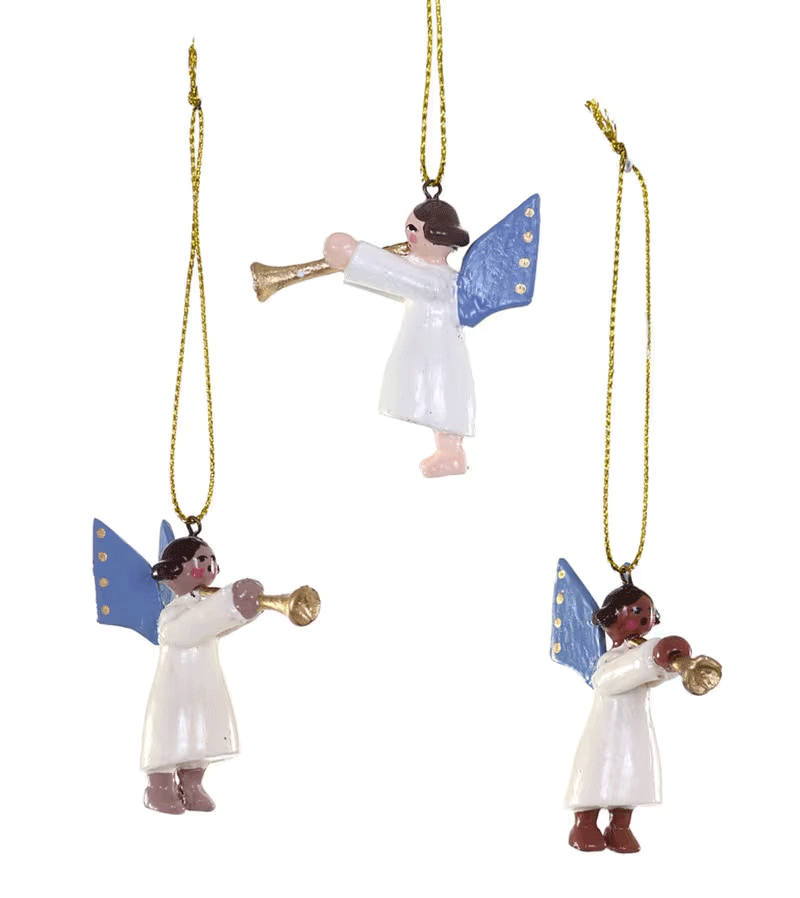 Tinest Angel with Trumpet Wooden Ornament by Cody Foster