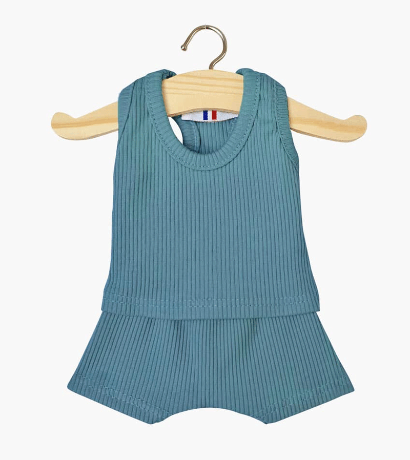 Peacock Blue Rib Underwear Set for Minikane Baby Dolls
