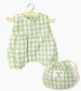 Noa Romper in green Vichy with Pouch  for Baby Dolls by Minikane