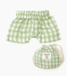 Vito Shorts in Green Vichy cotton Gauze with Pouch for Minikane Baby Dolls
