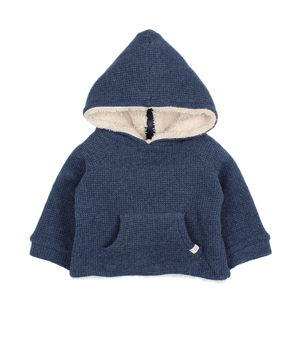 Navy Waffle Zip Jacket by Buho