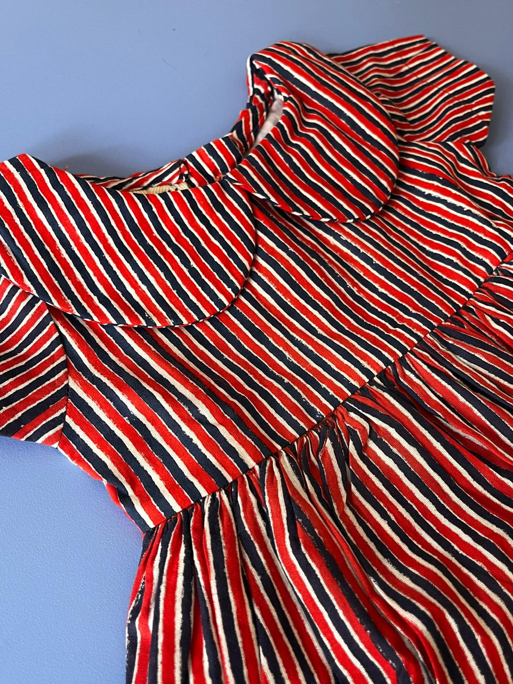 Navy and Red Stripe Peter Pan Collar Dress by 8000 miles