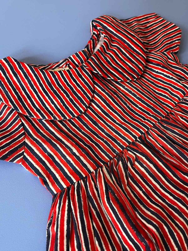 Navy and Red Stripe Peter Pan Collar Dress by 8000 miles