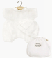 Noa Romper and Hat Set in White Cotton Gauze with Pouch or Baby Dolls by Minikane