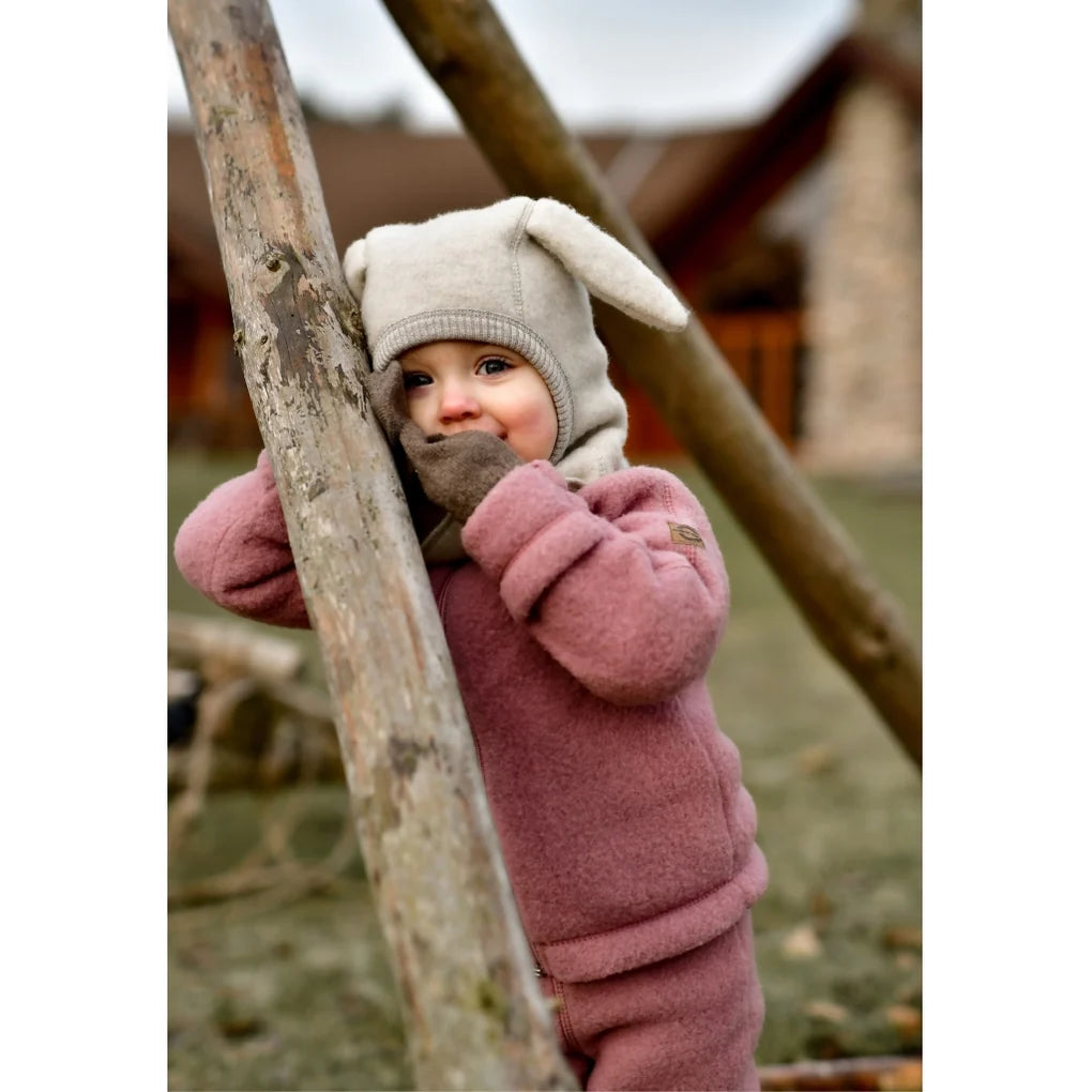 Melange Off White Soft Wool Balaclava with Bunny Ears by Mikk-Line