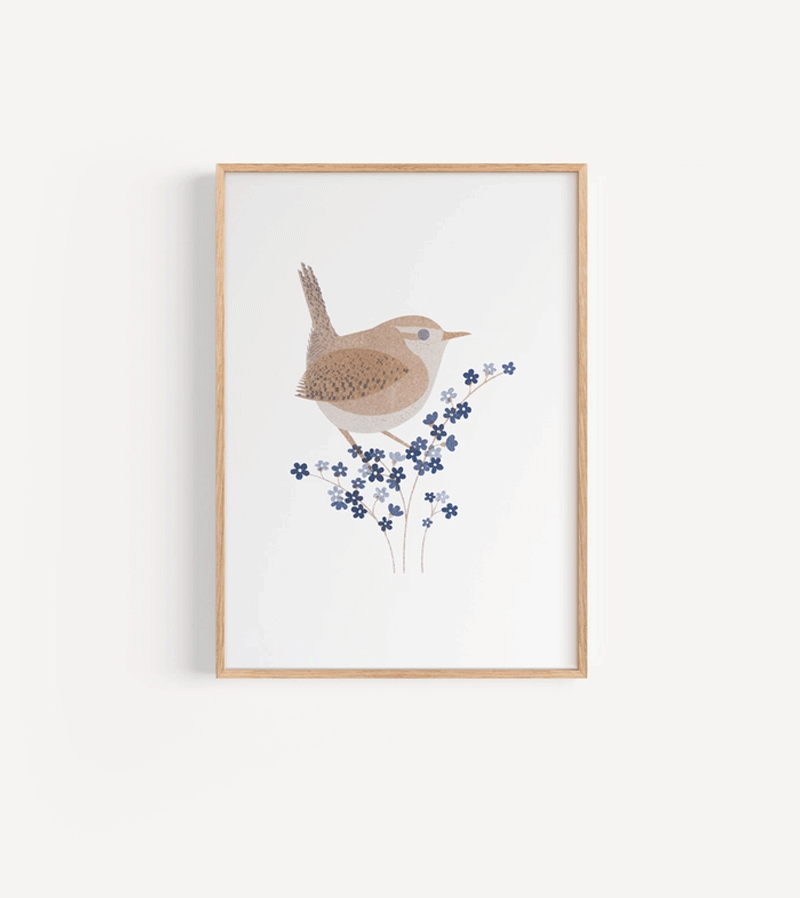 A5 Wren Wildlife Unframed Risograph Print