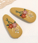 Set of 2 Mustard Embroidered Linen Hair Clips