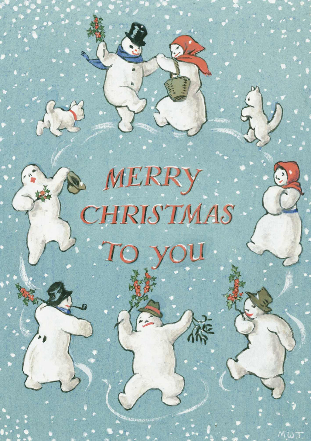 Margaret Tarrant Merry Christmas Snowmen Card by Porch Fairies