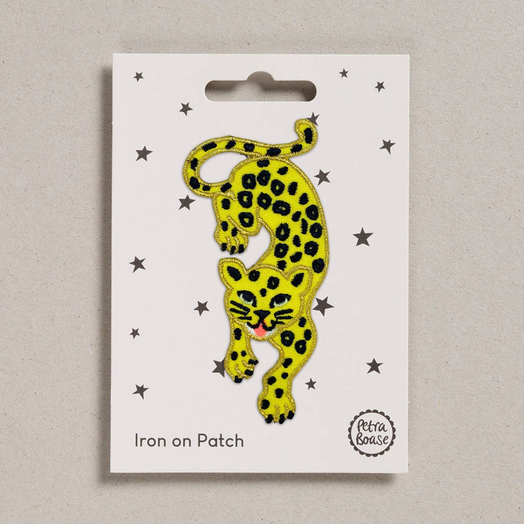 Leaping Leopard Iron-On Embroidered Patch by Petra Boase