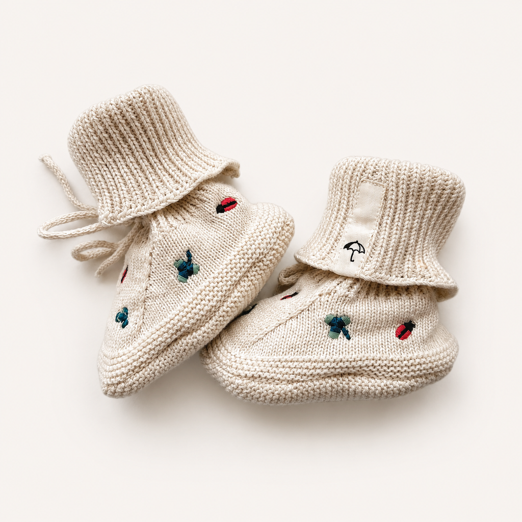 Ladybug Garden Baby Booties by Saga Copenhagen