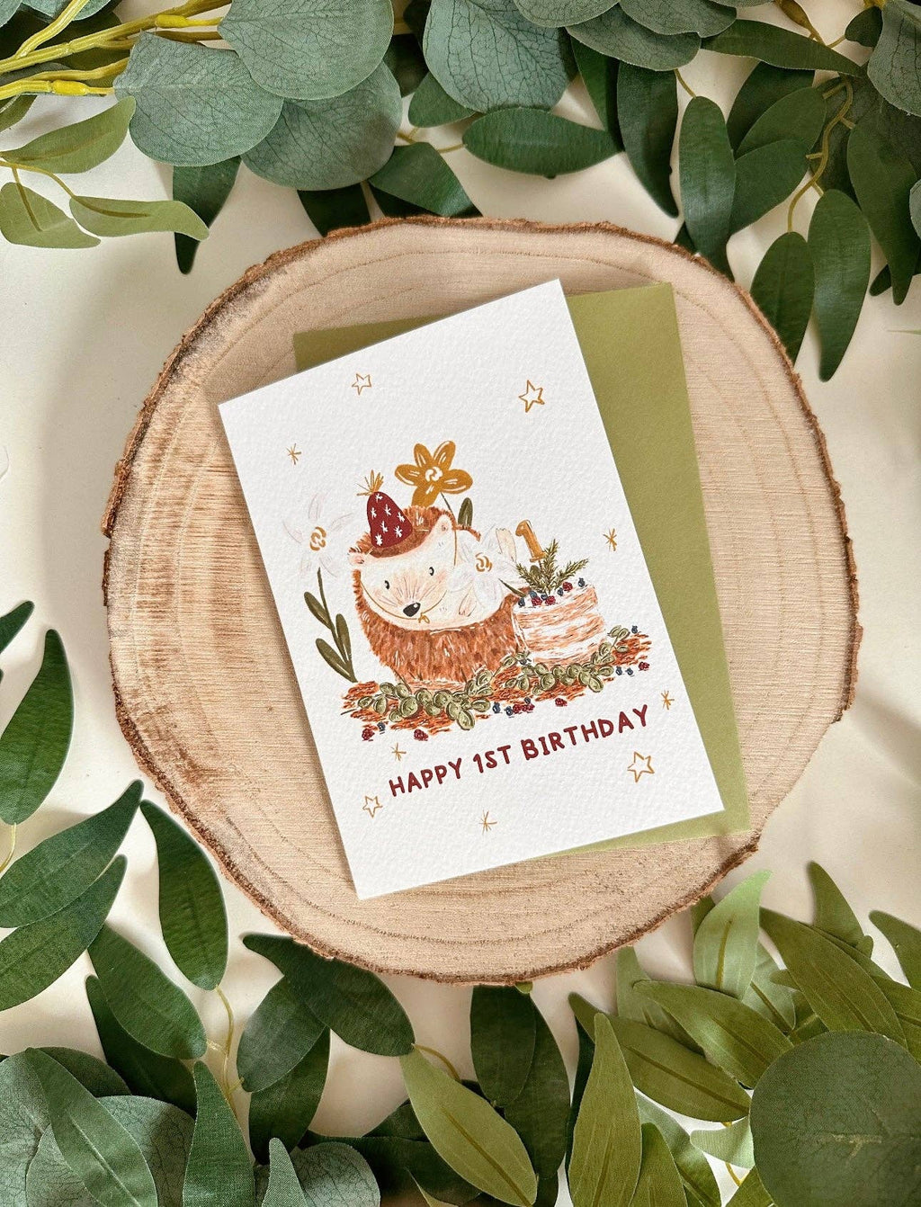 Hedgehog 1st Birthday Card by Just Smile Designs