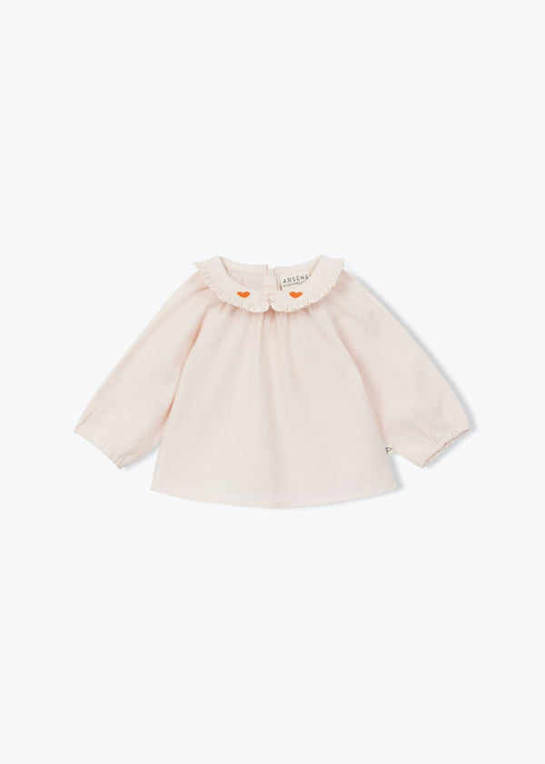Powder Blouse with Embroidered Hearts by Arsene et Les Pipelettes