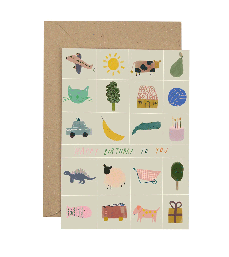 Happy Birthday To You Grid Birthday Card by Plewsy