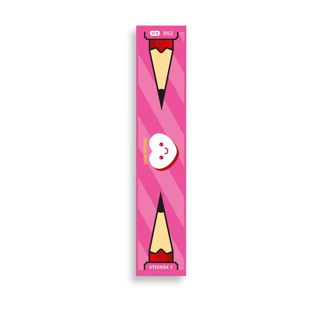 Set of 3 Heart Foil Printed Pencil by Odd Goose Stationary