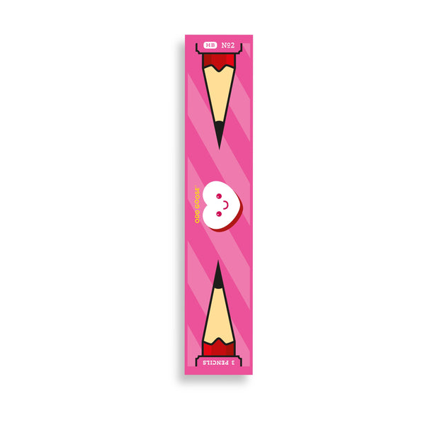 Set of 3 Heart Foil Printed Pencil by Odd Goose Stationary