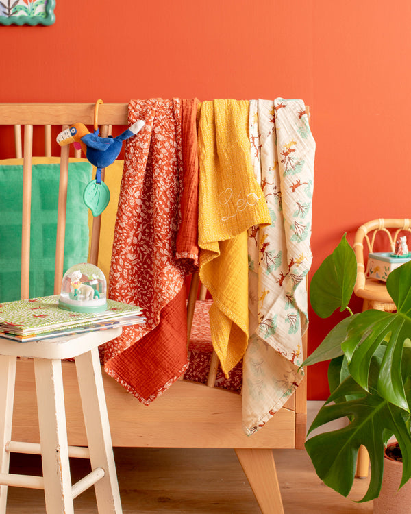 Yellow Confetti Printed Muslin by Moulin Roty