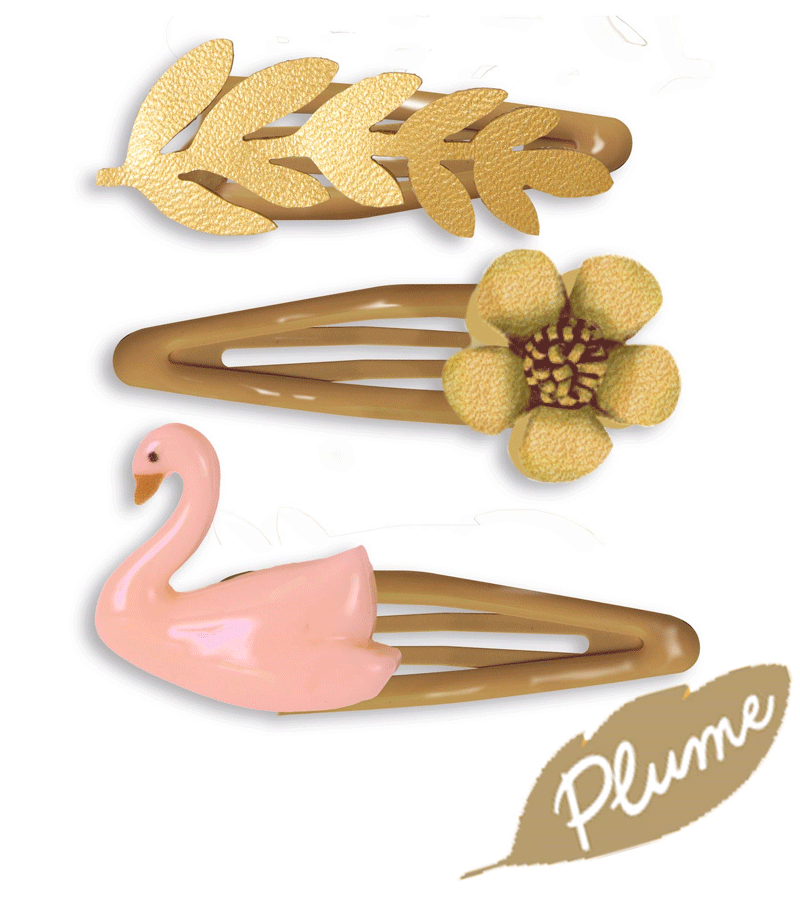 Set of 3 Carmen Hair Clips by Djeco Plume Range