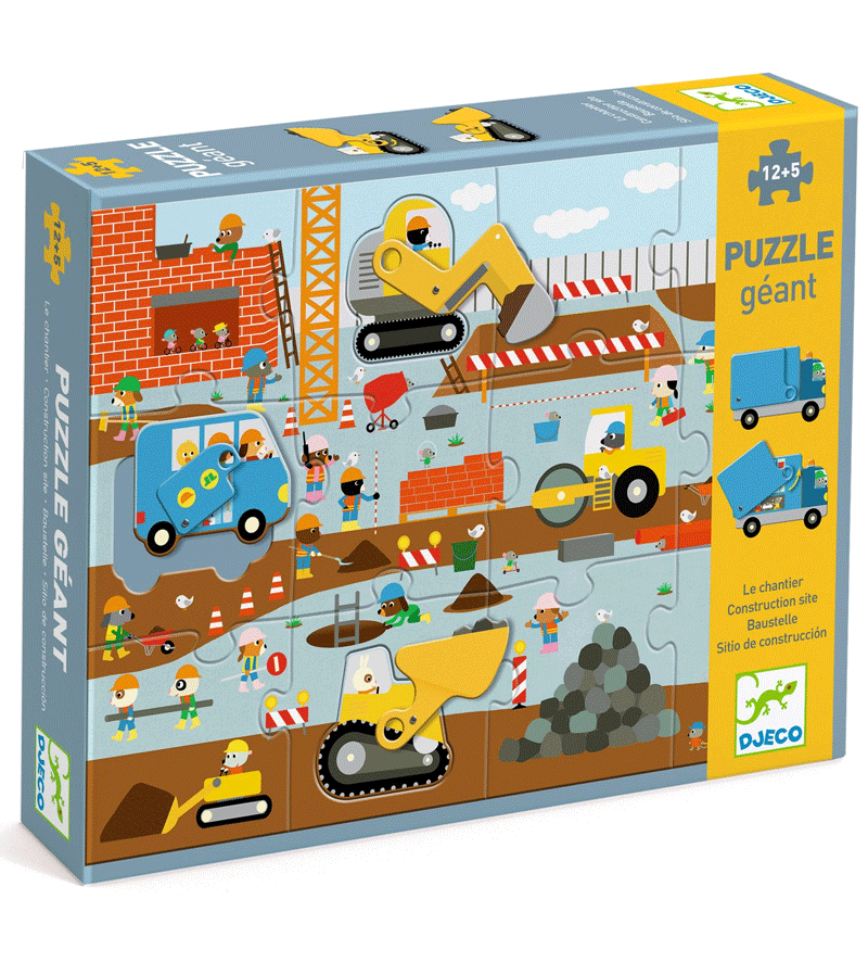12+5 pcs Construction Site Giant Puzzle by Djeco
