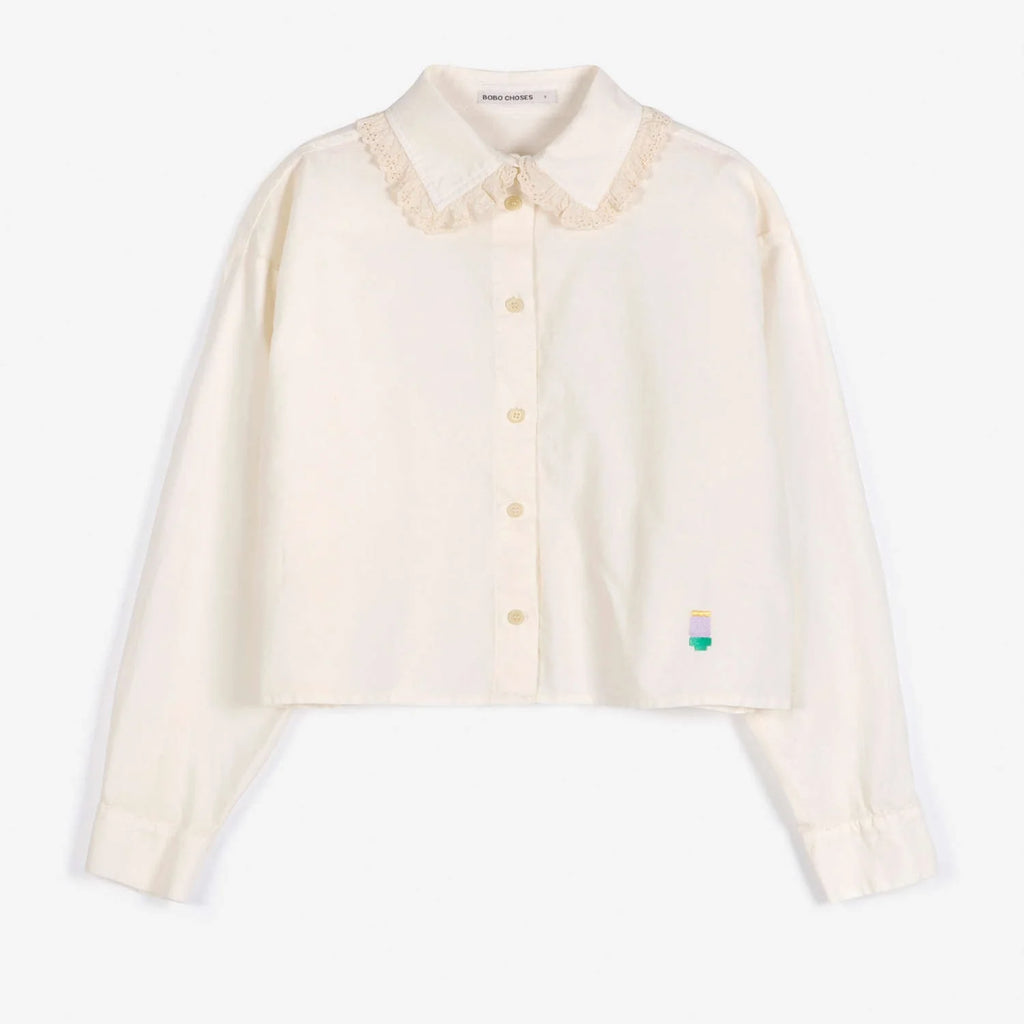 Lace Ending Poplin Shirt by Bobo Choses