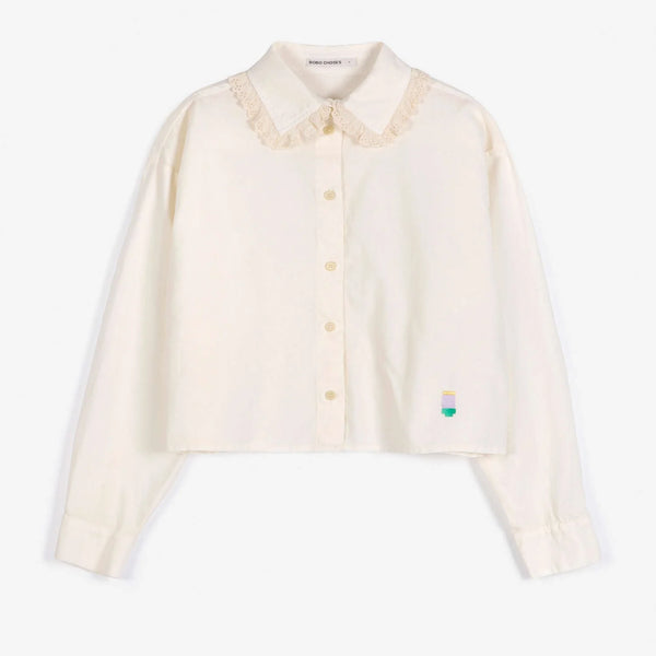 Lace Ending Poplin Shirt by Bobo Choses