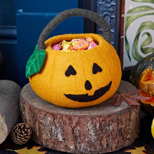 Felt Trick Or Treat Halloween Pumpkin Basket