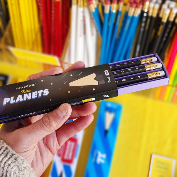 Set of 3 The Planets Space Foil Printed Pencil by Odd Goose Stationary