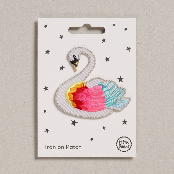 Rainbow Swan Iron-On Embroidered Patch by Petra Boase
