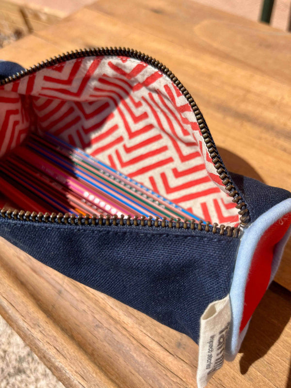 Red & Navy Pencil Case