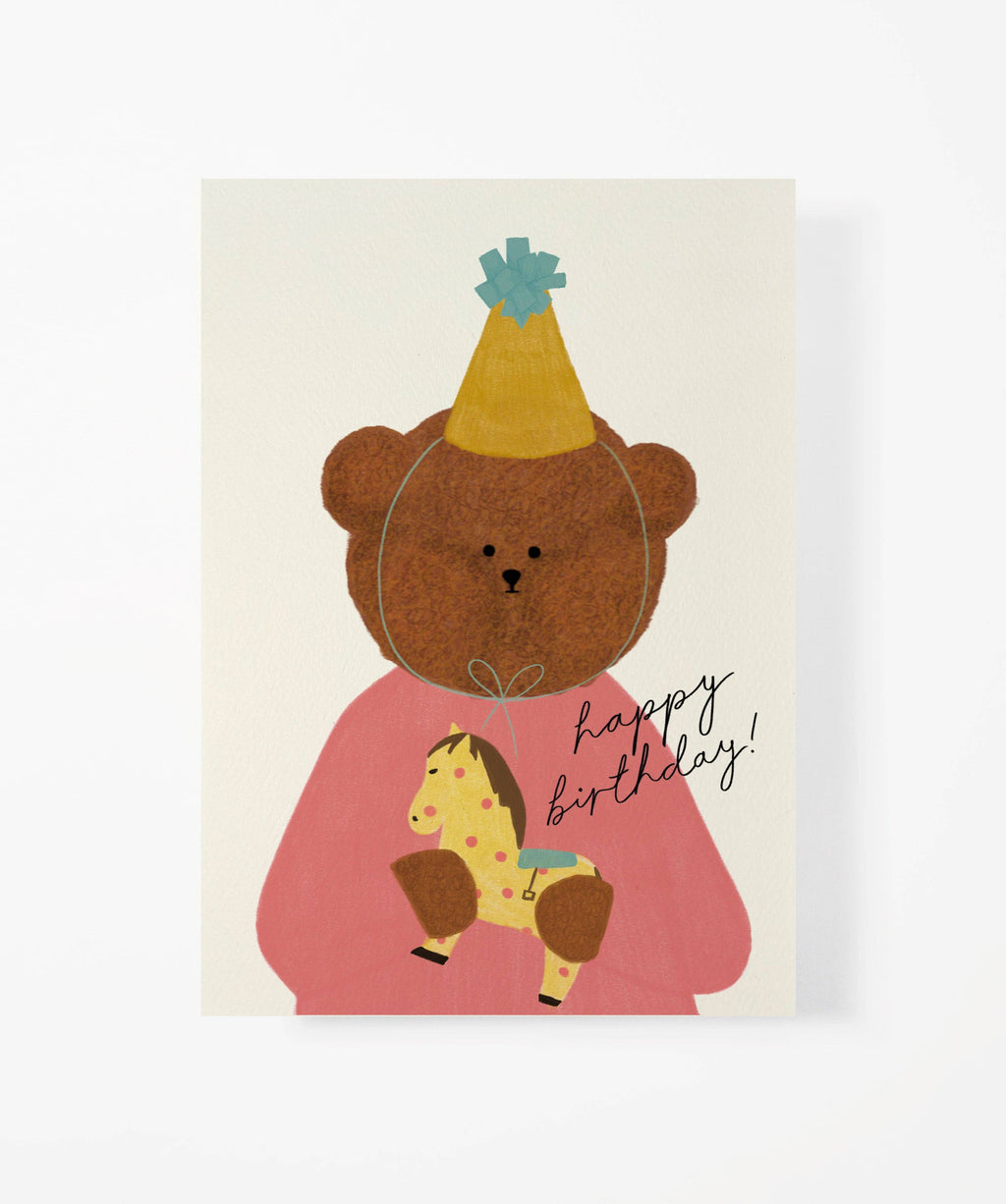 Bear with Horse Birthday Card by Bear Days