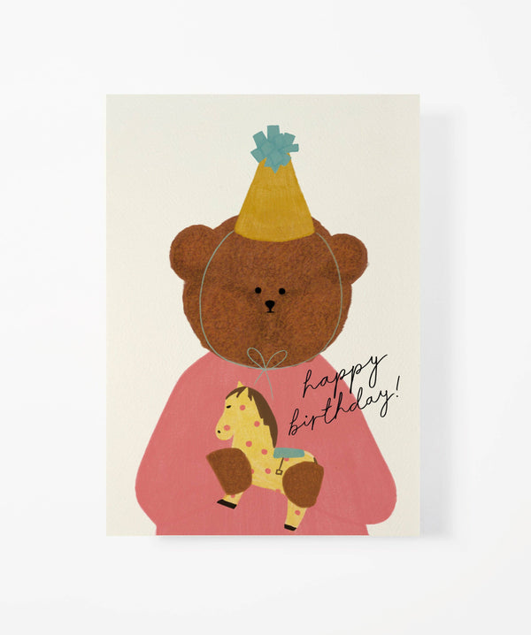 Bear with Horse Birthday Card by Bear Days